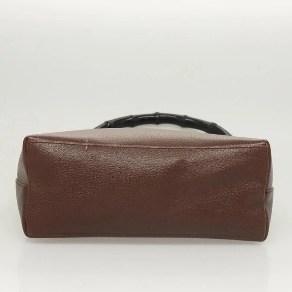 GUCCI Bamboo Shoulder Bag Leather Brown Gold 001 1880 Auth am8464 - Picture 7 of 16